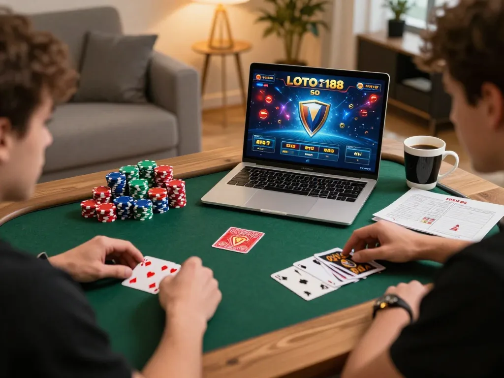 Experience LOTO188 SO with an engaging online gaming setup featuring poker chips and strategy notes.