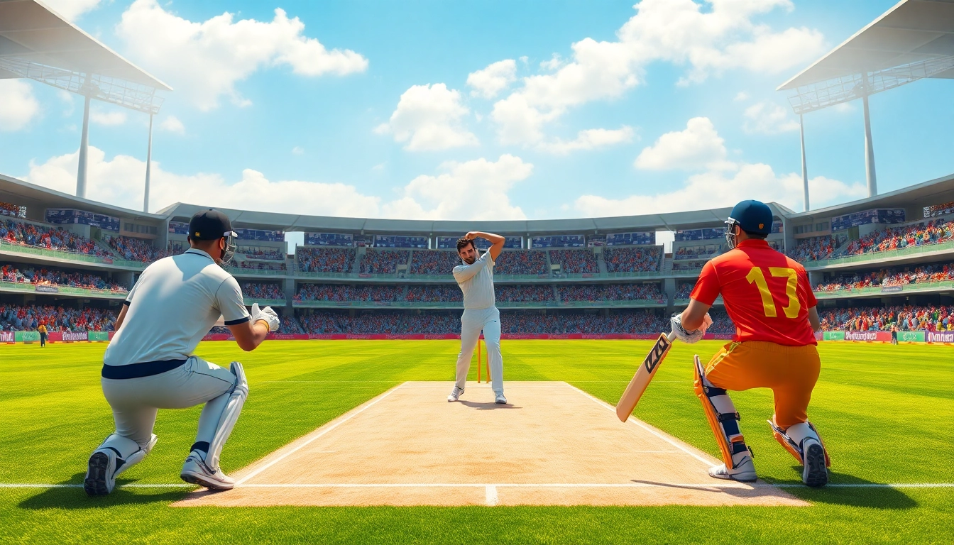 Engaging cricket scene showcasing cricket betting tips free in action with players and vibrant background.