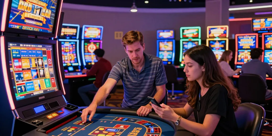 Players enjoying games at a modern casino that accepts credit cards, showcasing digital slots and vibrant atmosphere.