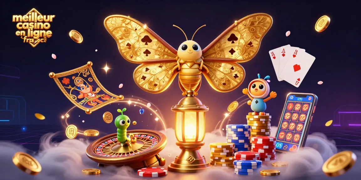 Explorez le meilleur casino en ligne France avec une illustration captivante et des éléments de jeu dynamiques.