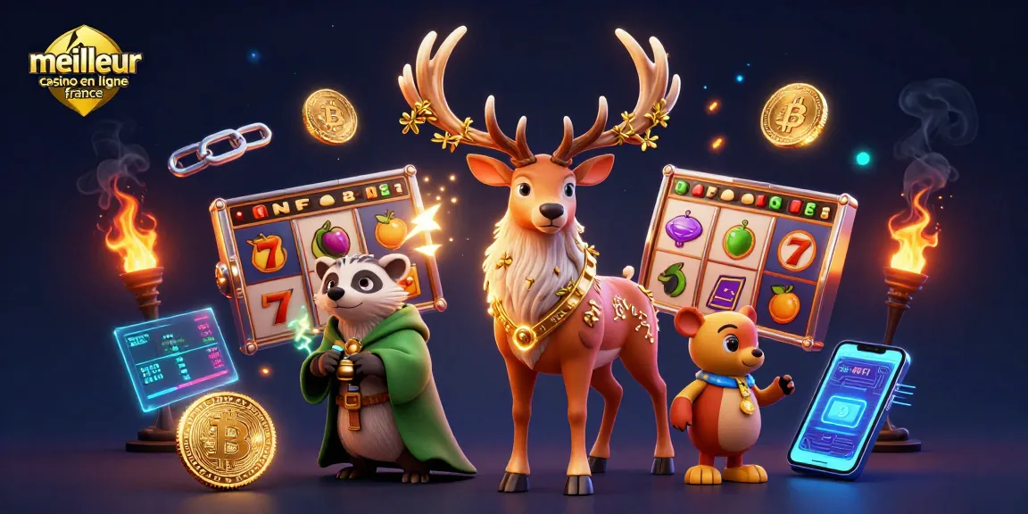 Visualisez le meilleur casino en ligne France avec des personnages de jeux et des symboles attrayants.