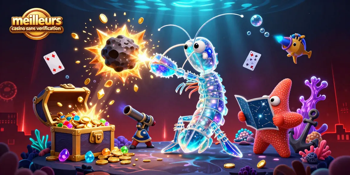 Profitez des meilleurs casinos sans vérification avec cette illustration dynamique de jeu sous-marin.