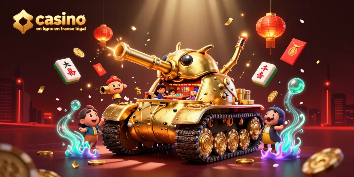 Jouer au casino en ligne en France légal dans une scène immersive de casino miniature dans un tank doré.