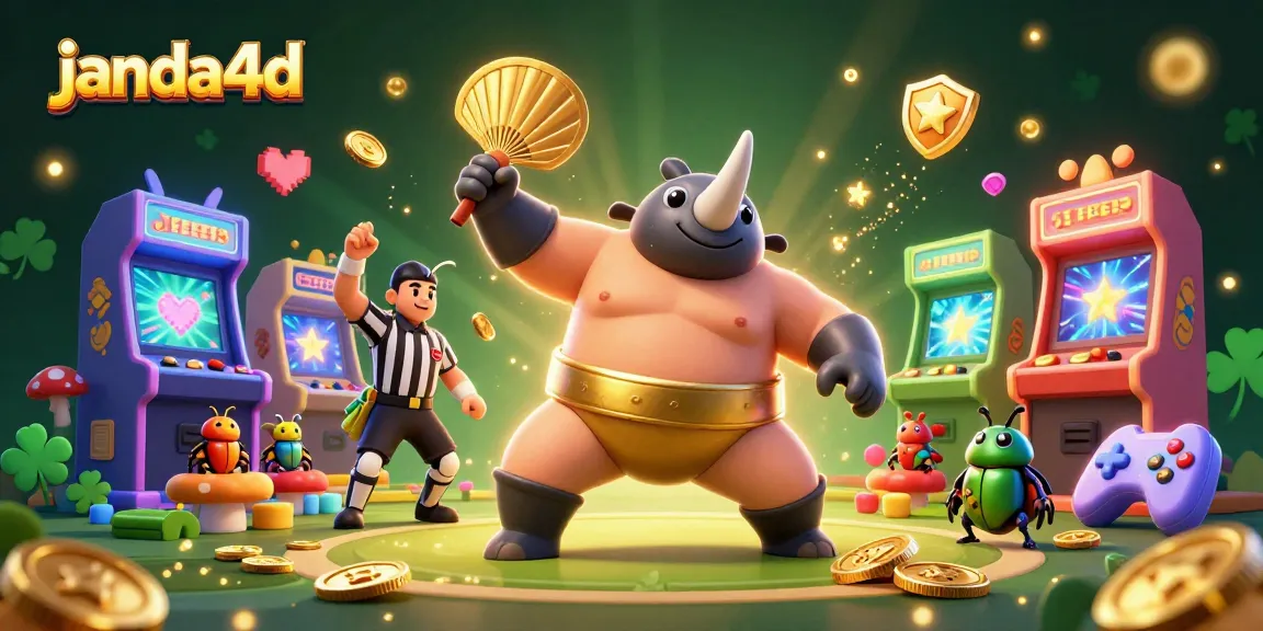 Ikon permainan janda4d menampilkan kejuaraan debu rhinoceros, koin emas berterbangan.