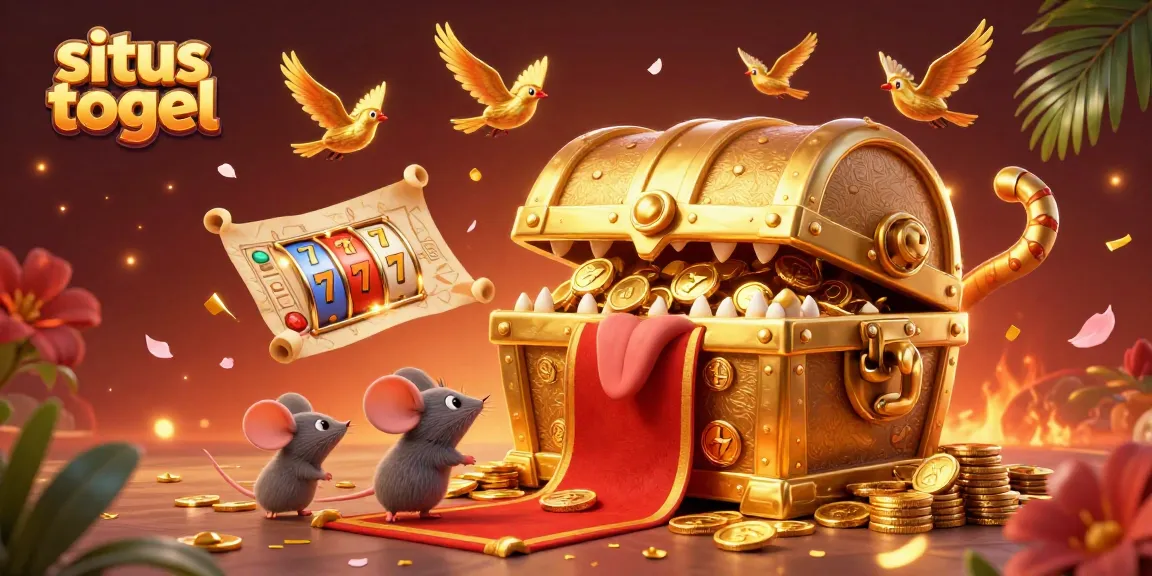 Experience the thrill of situs togel with a vibrant 3D casino illustration featuring a golden treasure chest.